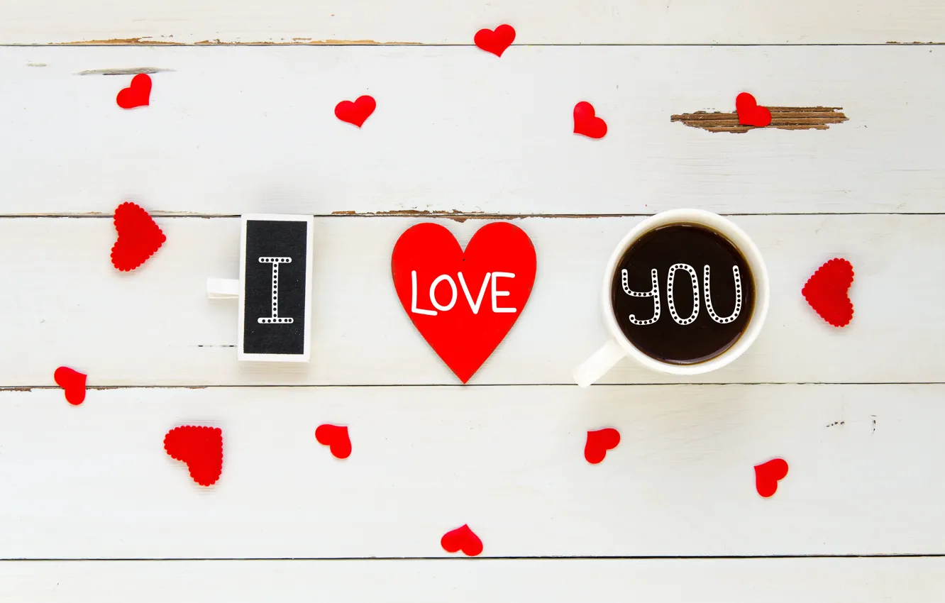 Фото обои любовь, сердце, кофе, чашка, сердечки, red, love, I love you