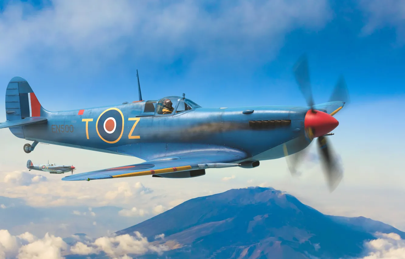 Фото обои истребитель, Великобритания, Supermarine Spitfire, RAF, Antonis Karidis, Spitfire F Mk.IX