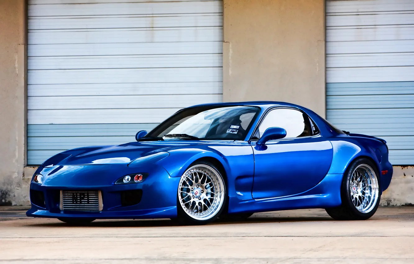 Фото обои Mazda, blue, tuning, rx-7