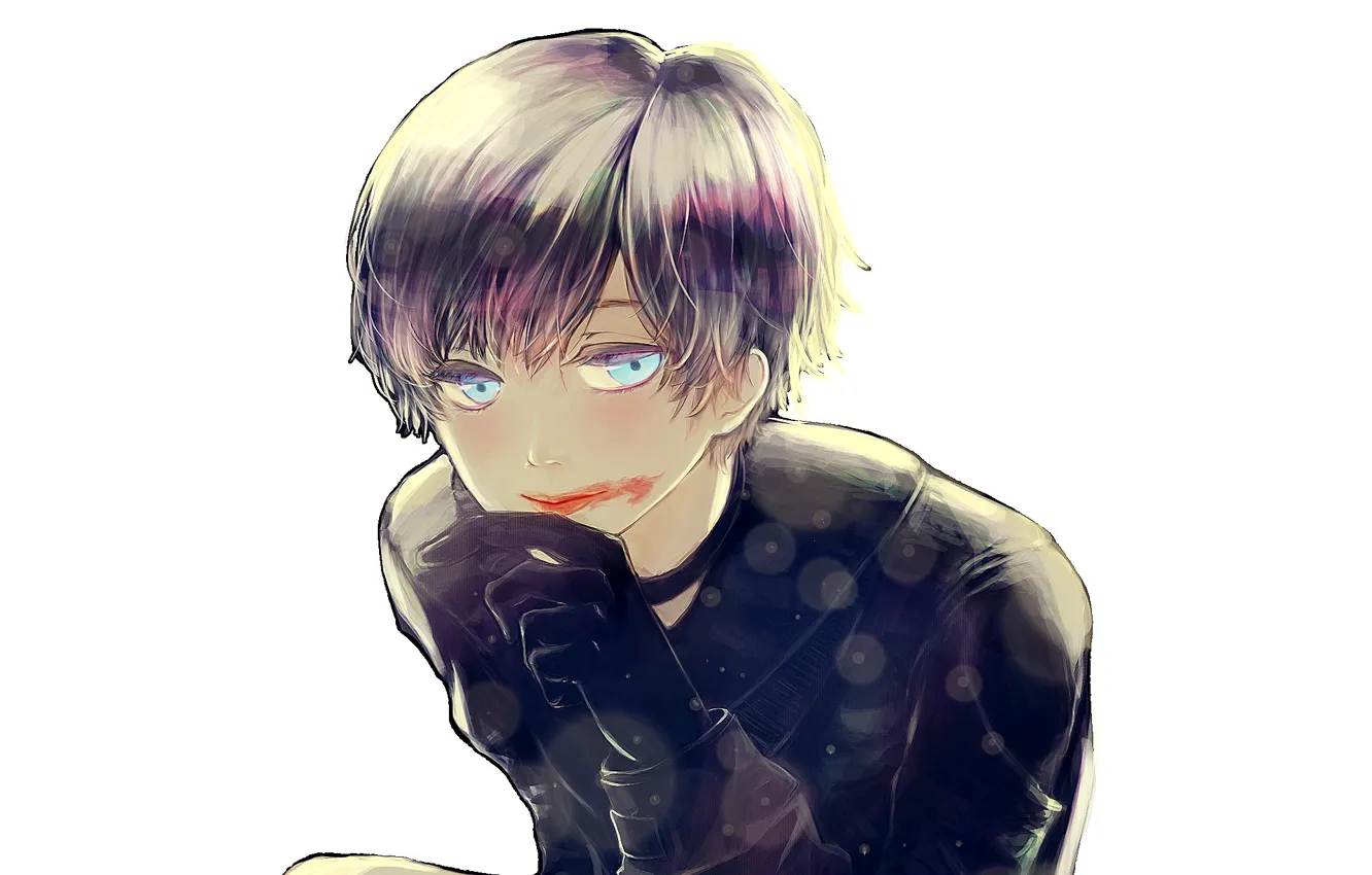 Фото обои взгляд, мальчик, помада, арт, Nier Automata, YoRHa No 9 Type S