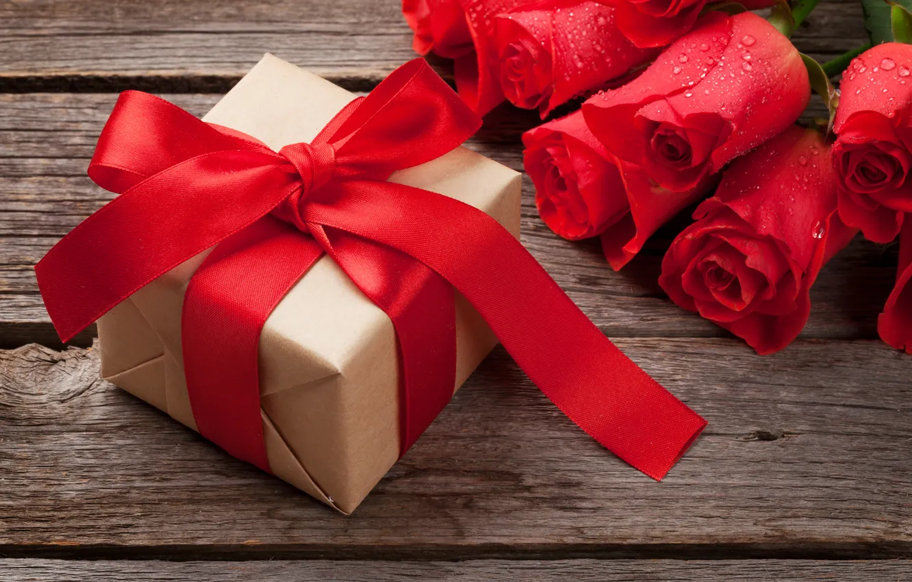 Фото обои любовь, цветы, подарок, романтика, розы, love, happy, День святого Валентина