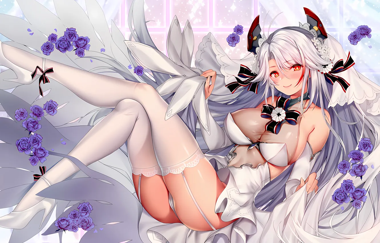 Фото обои girl, sexy, lingerie, ass, pantsu, cleavage, panties, thighhighs