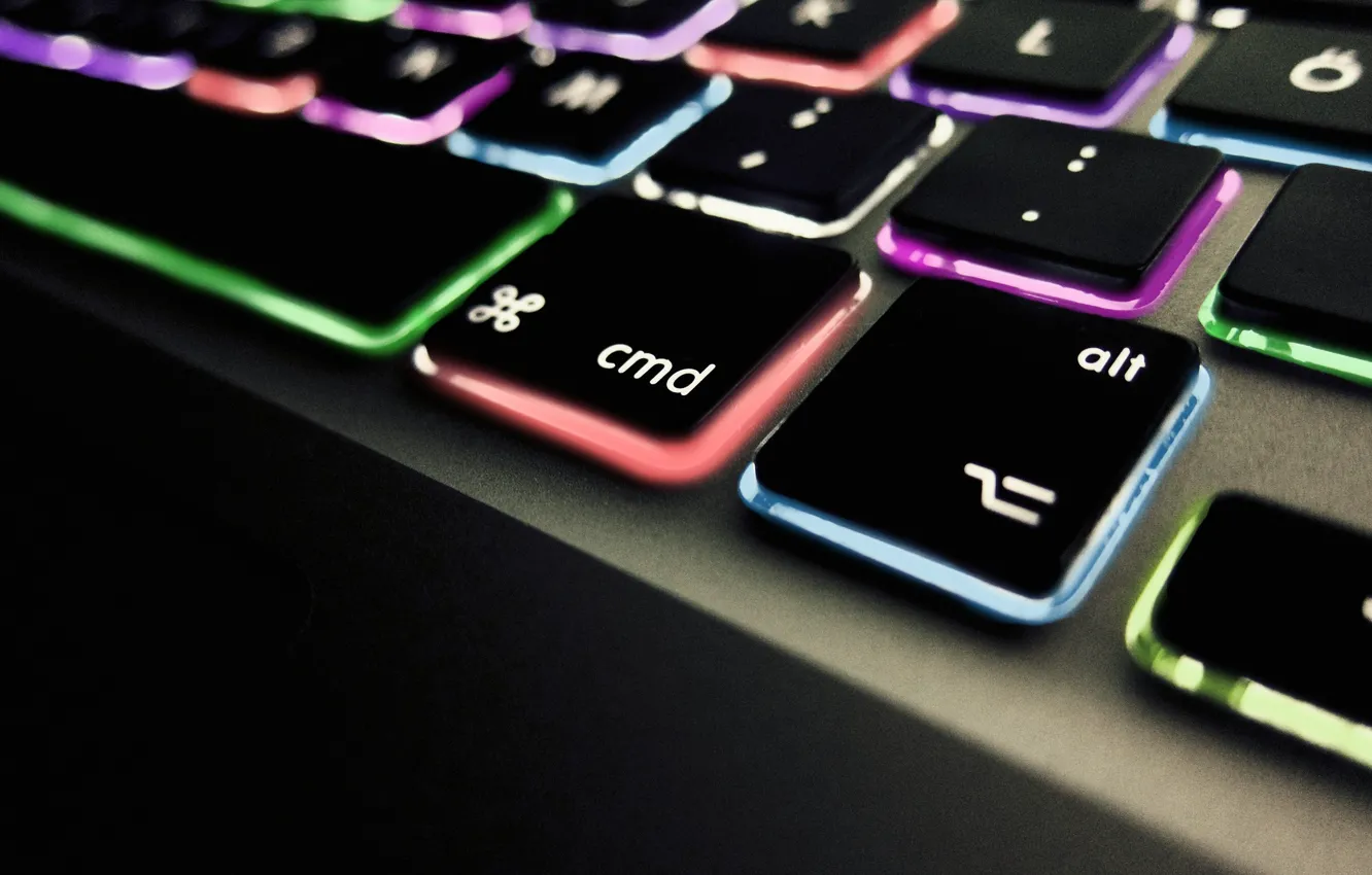 Фото обои Apple, подсветка, клавиатура, разноцветная