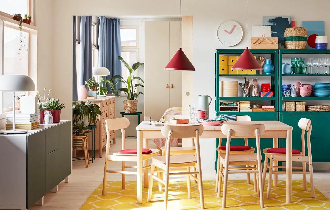 Фото обои дизайн, стиль, комната, интерьер, столовая, Ikea