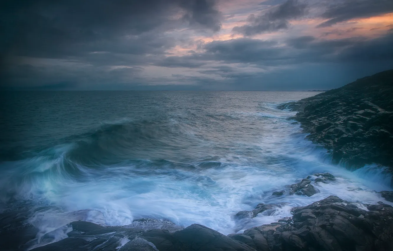 Фото обои sea, nature, clouds, surf, shore