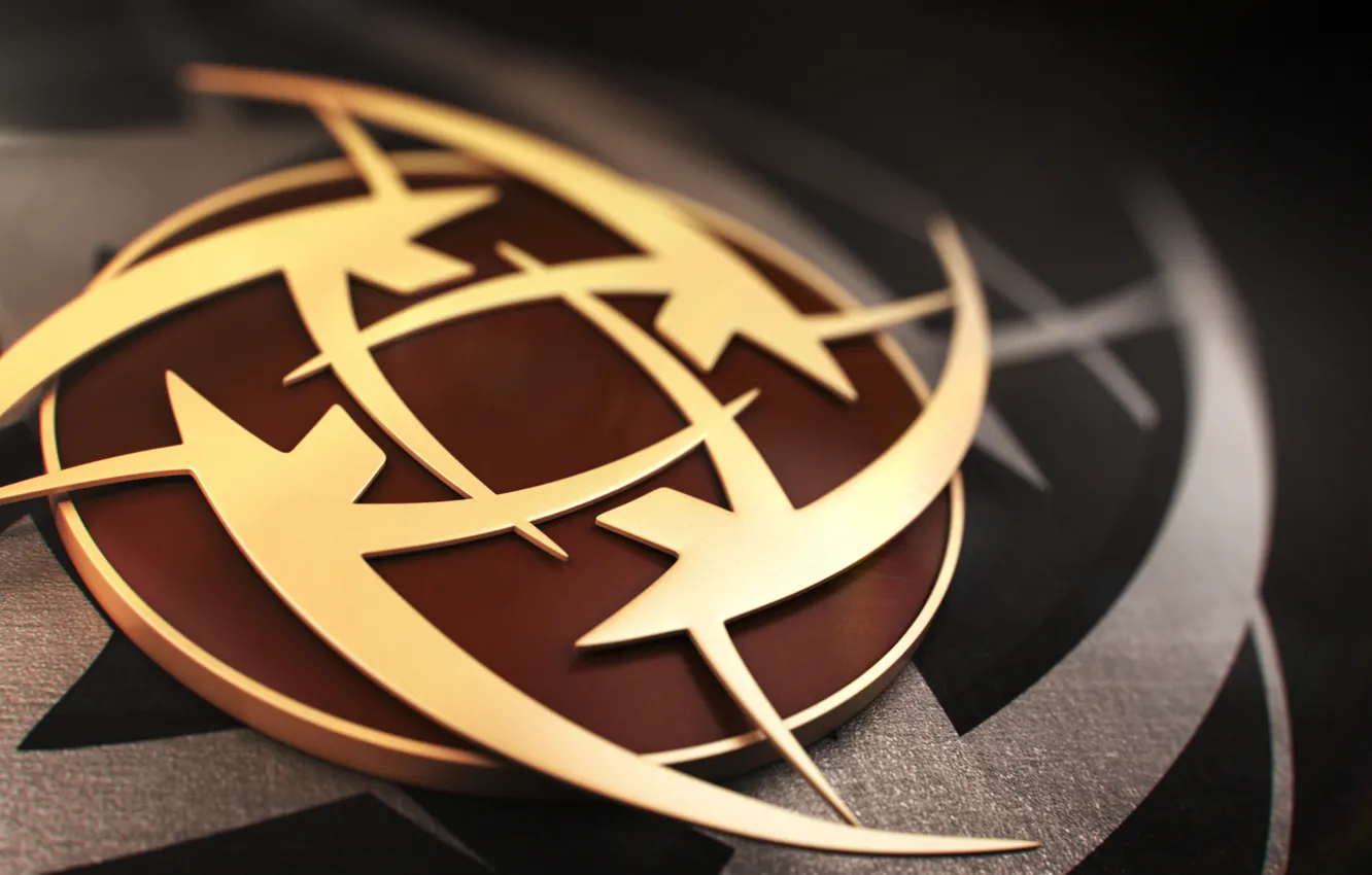 Фото обои metal, logo, gold, bokeh, counter-strike, csgo, 2014, nip