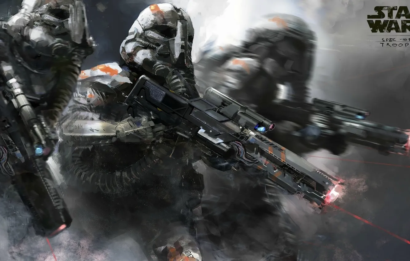 Фото обои Star Wars, gun, artwork, movies, Stormtrooper