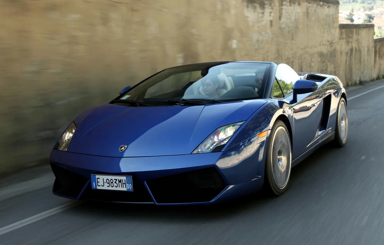 Фото обои car, авто, Lamborghini, Gallardo, в движении, Spyder, speed, LP550-2
