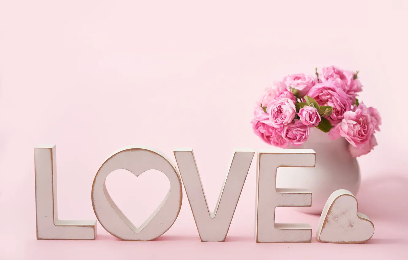 Фото обои любовь, цветы, Love, букет, ваза, сердечко, Yarovoy Aleksandr