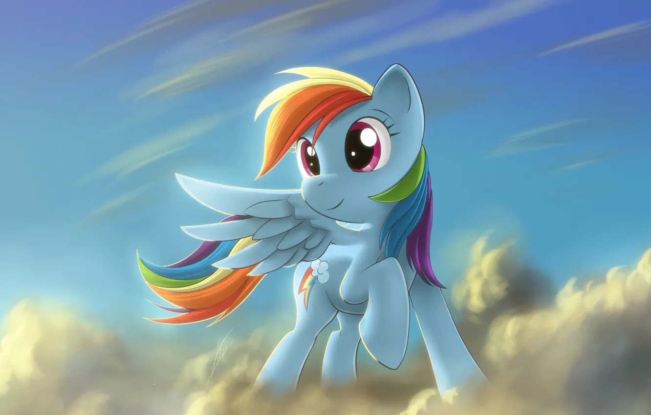 Фото обои пони, облока, Rainbow Dash, My little pony