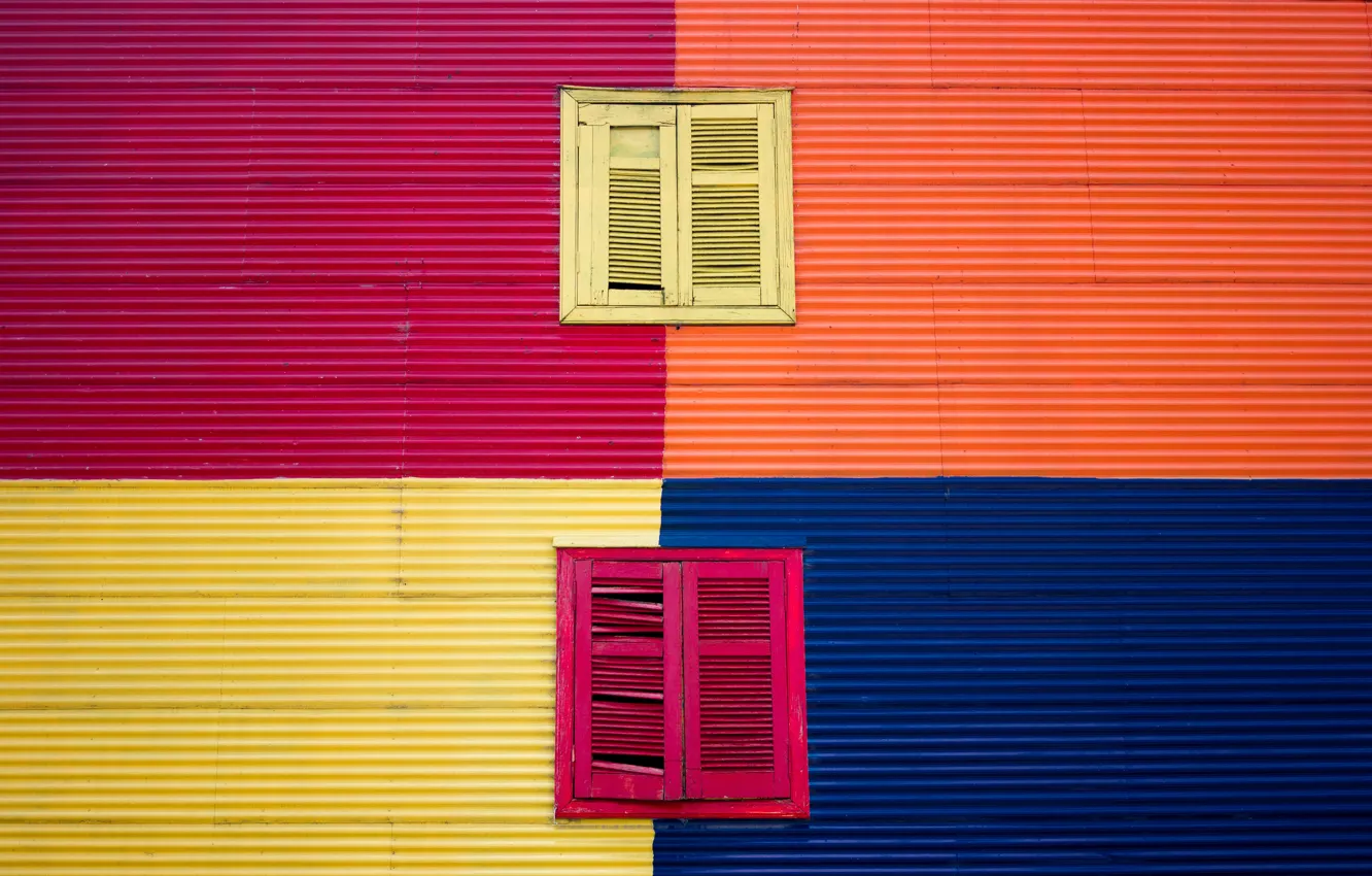 Фото обои оранжевый, синий, желтый, окна, windows, пурпурный, yellow, blue