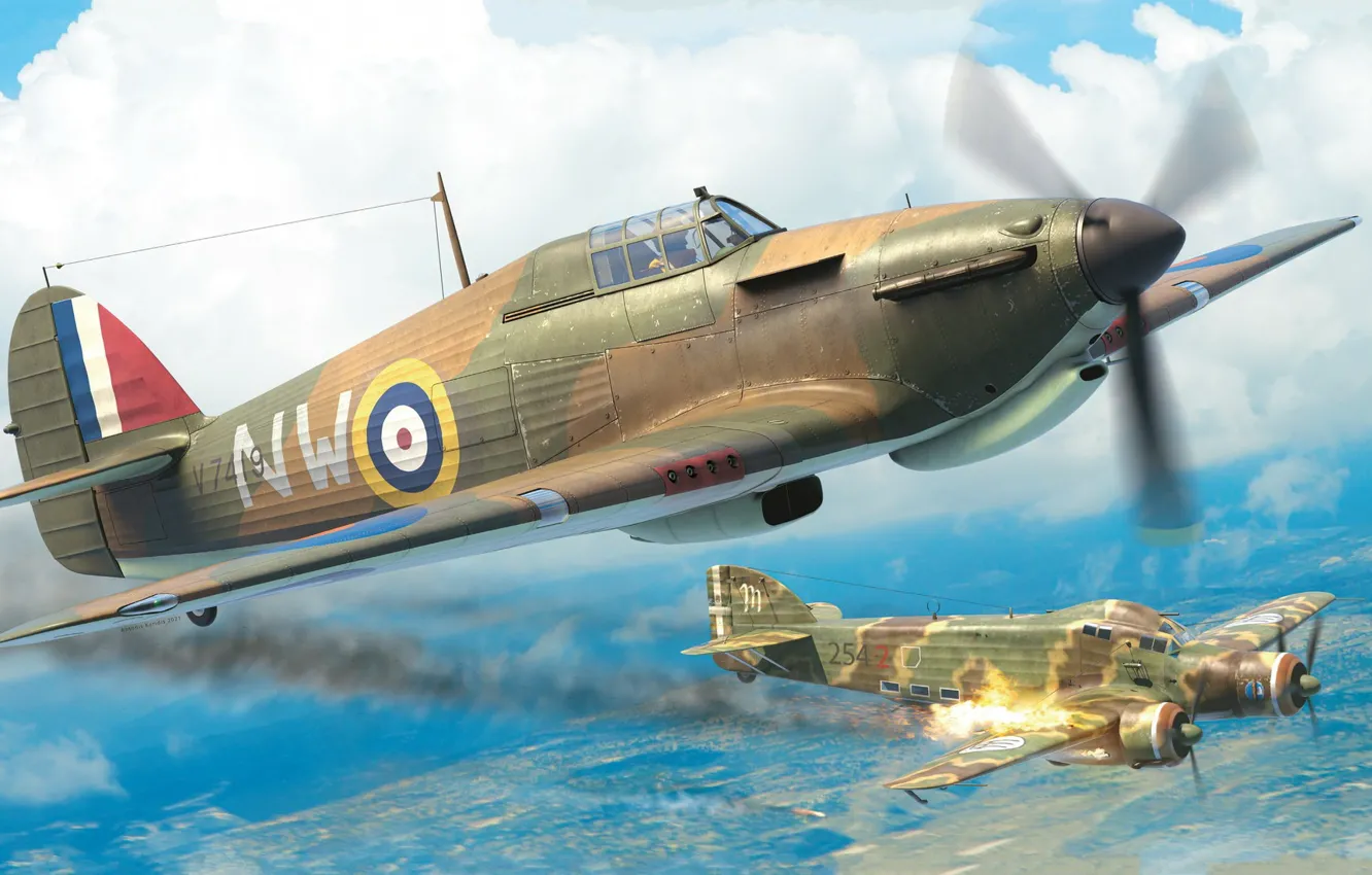 Фото обои Великобритания, истребитель-бомбардировщик, Raf, Hawker Hurricane Mk.I, Antonis Karidis