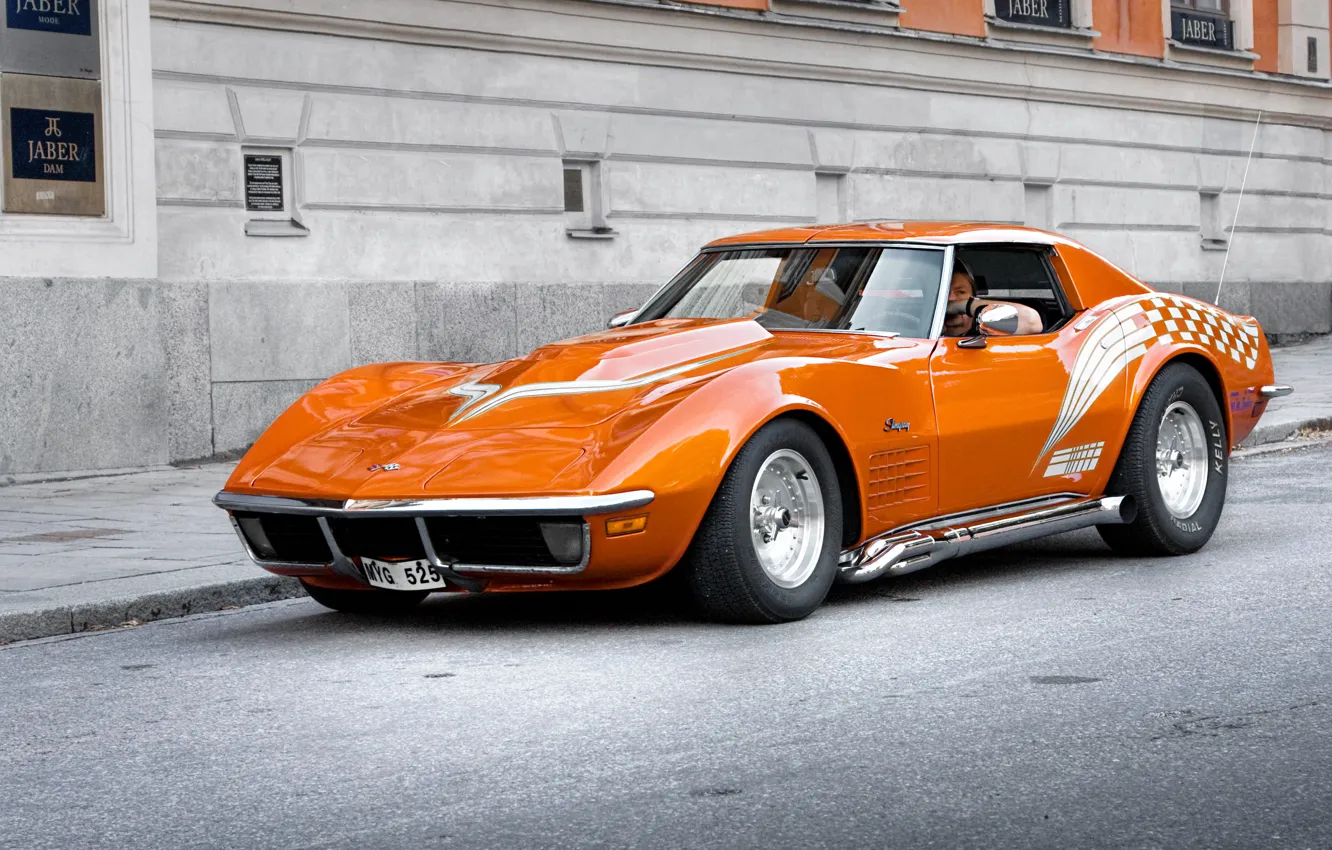 Фото обои авто, оранжевый, corvette, chevrolet, muscle car