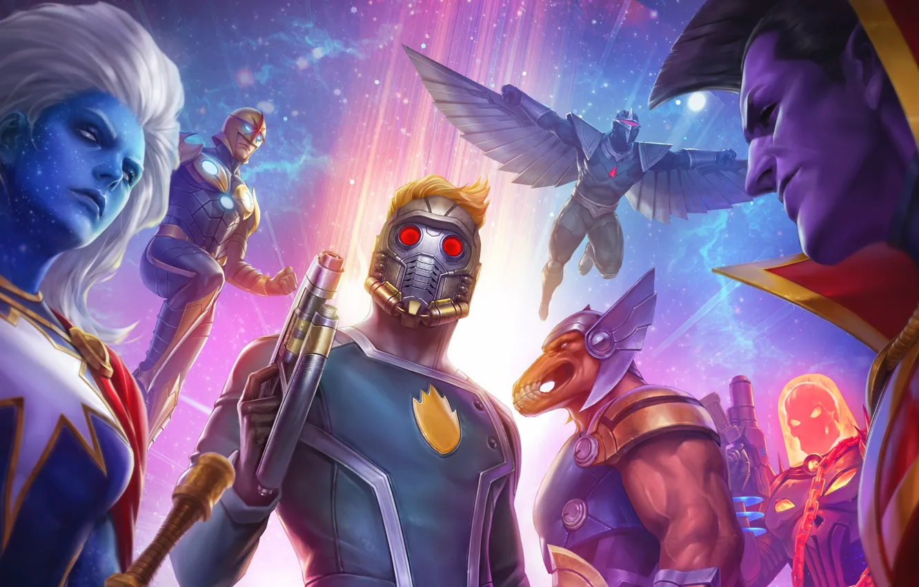 Фото обои Nova, Ghost rider, Starlord, Marvel Future Fight, X-force, Future fight