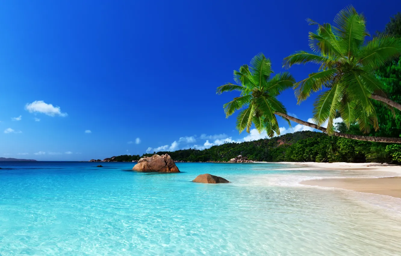 Фото обои песок, море, пляж, небо, природа, камни, голубой, берег