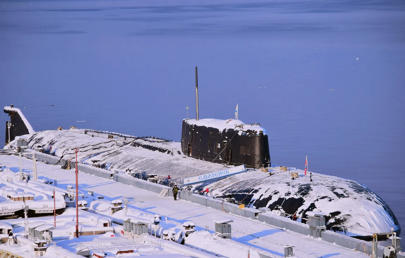 Фото обои пристань, Подводная лодка, Россия, проекта, 949А Антей