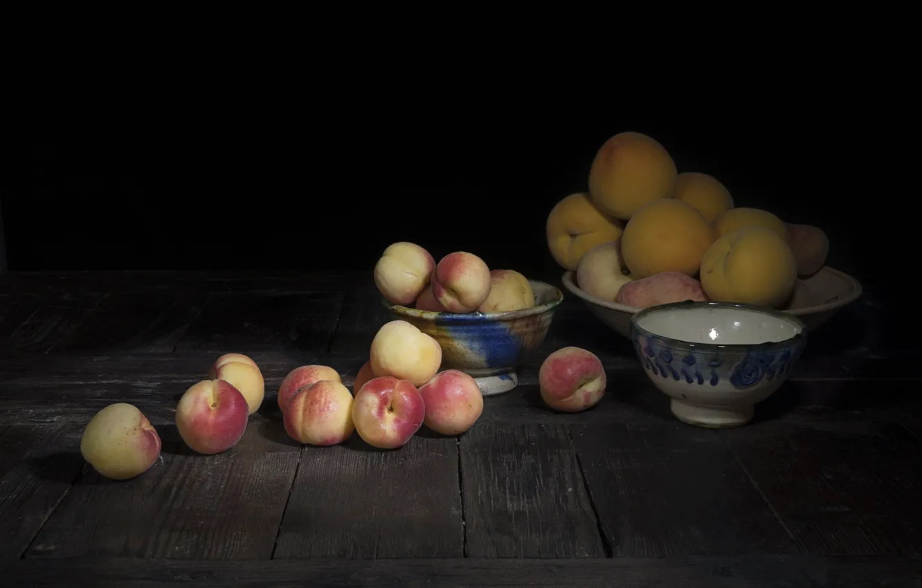 Фото обои плоды, миска, абрикосы