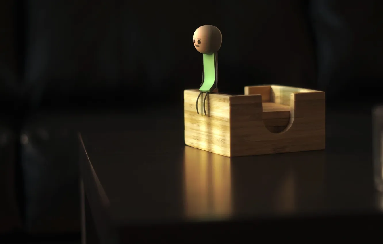 Фото обои стол, игрушка, сидит, Cyanide and Happiness