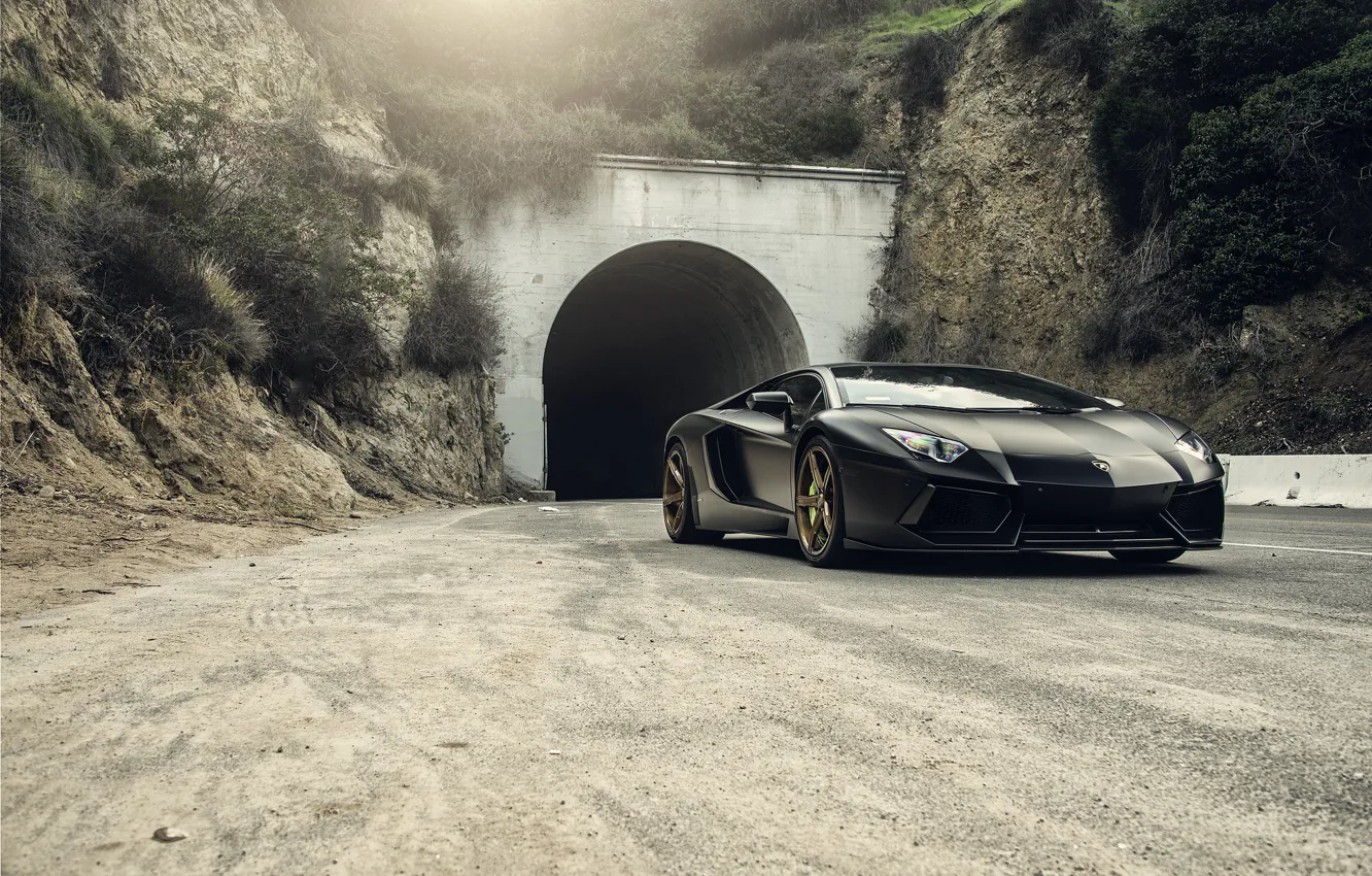 Фото обои Lamborghini, Front, Black, Tuning, LP700-4, Aventador, Mansory, Supercar