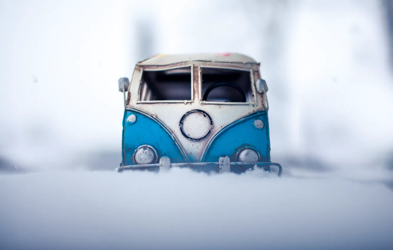 Фото обои зима, авто, макро, снег, модель, игрушка, съемка, машинка