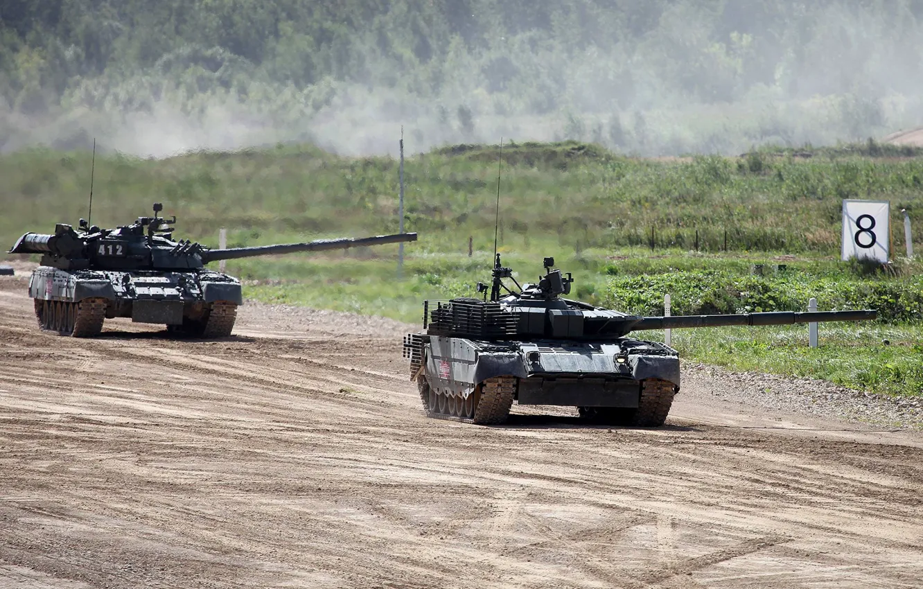 Фото обои полигон, танки, стрельбы, Т-80У, Т-80БВМ, армия России, Forum «ARMY 2018»