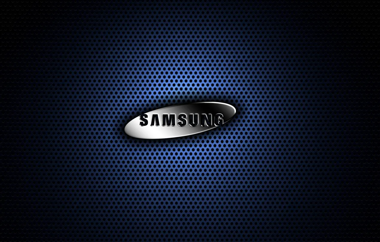 Фото обои синий, фон, черный, логотип, бренд, Samsung, brang