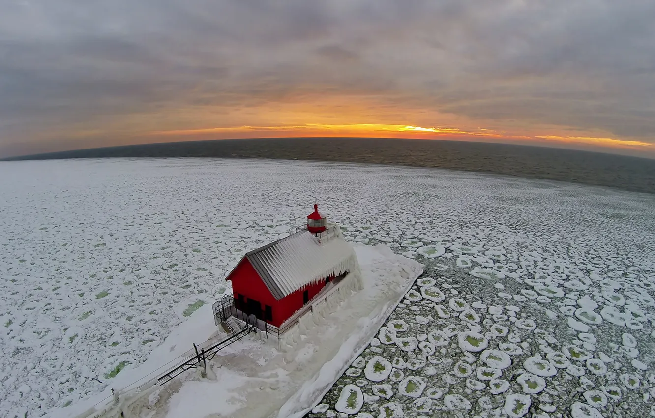 Фото обои Sunset, Michigan, Grand Haven