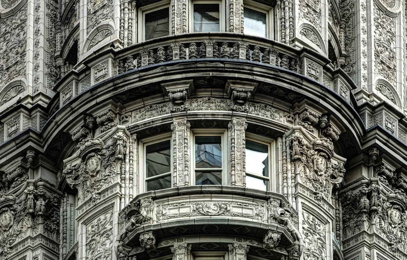 Фото обои дом, Нью-Йорк, окно, балкон, США, архитектура, Манхэттен, карниз