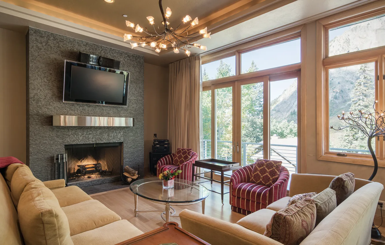 Фото обои комната, интерьер, камин, гостиная