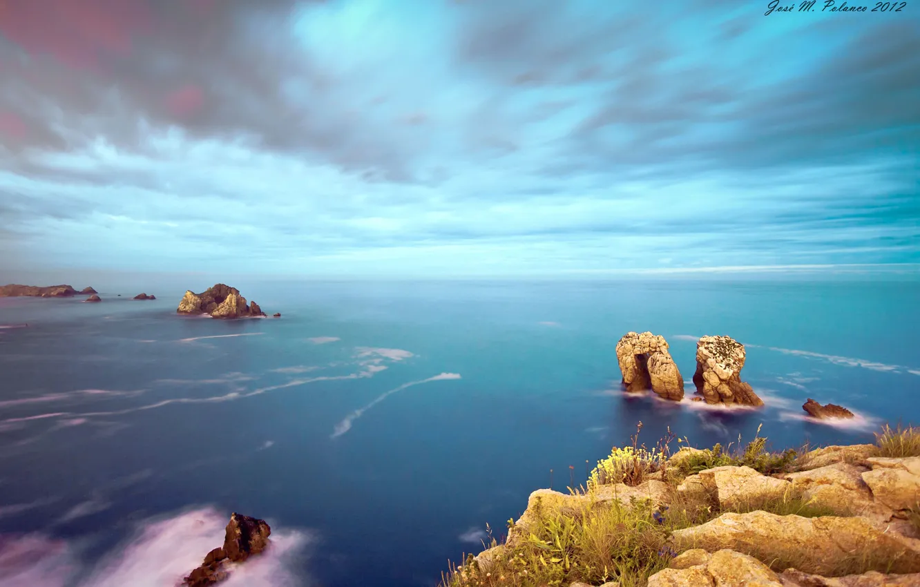 Фото обои море, небо, скалы, Costa Quebrada, Los Urros