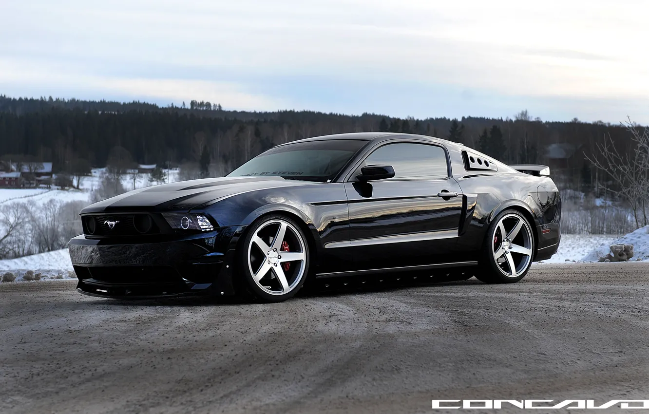 Фото обои Ford Mustang, Grey, Face, Machined, concavo, on CW-5 Matte