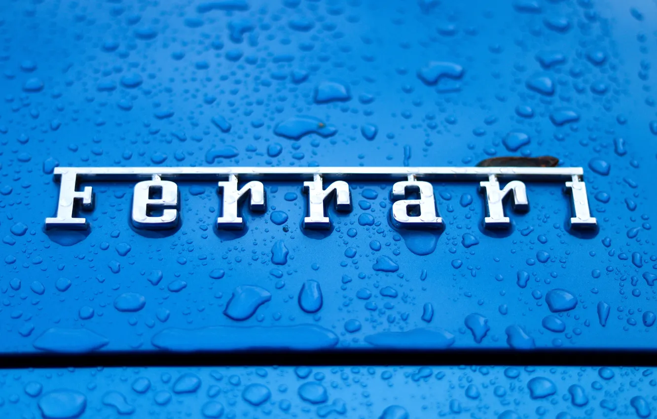 Фото обои Ferrari, Car, Rachael, Emblem, Symbol, Rain Drops