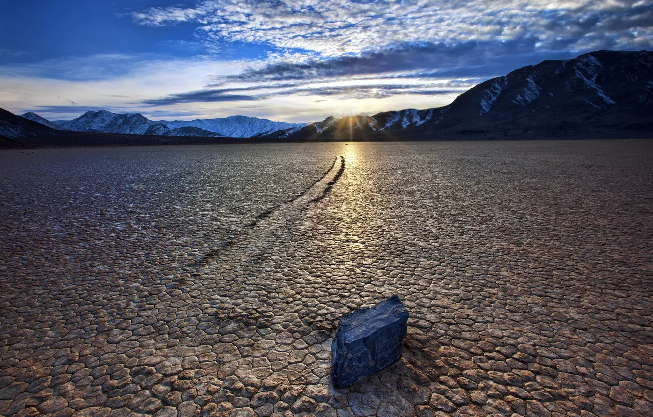 Фото обои закат, пустыня, камень