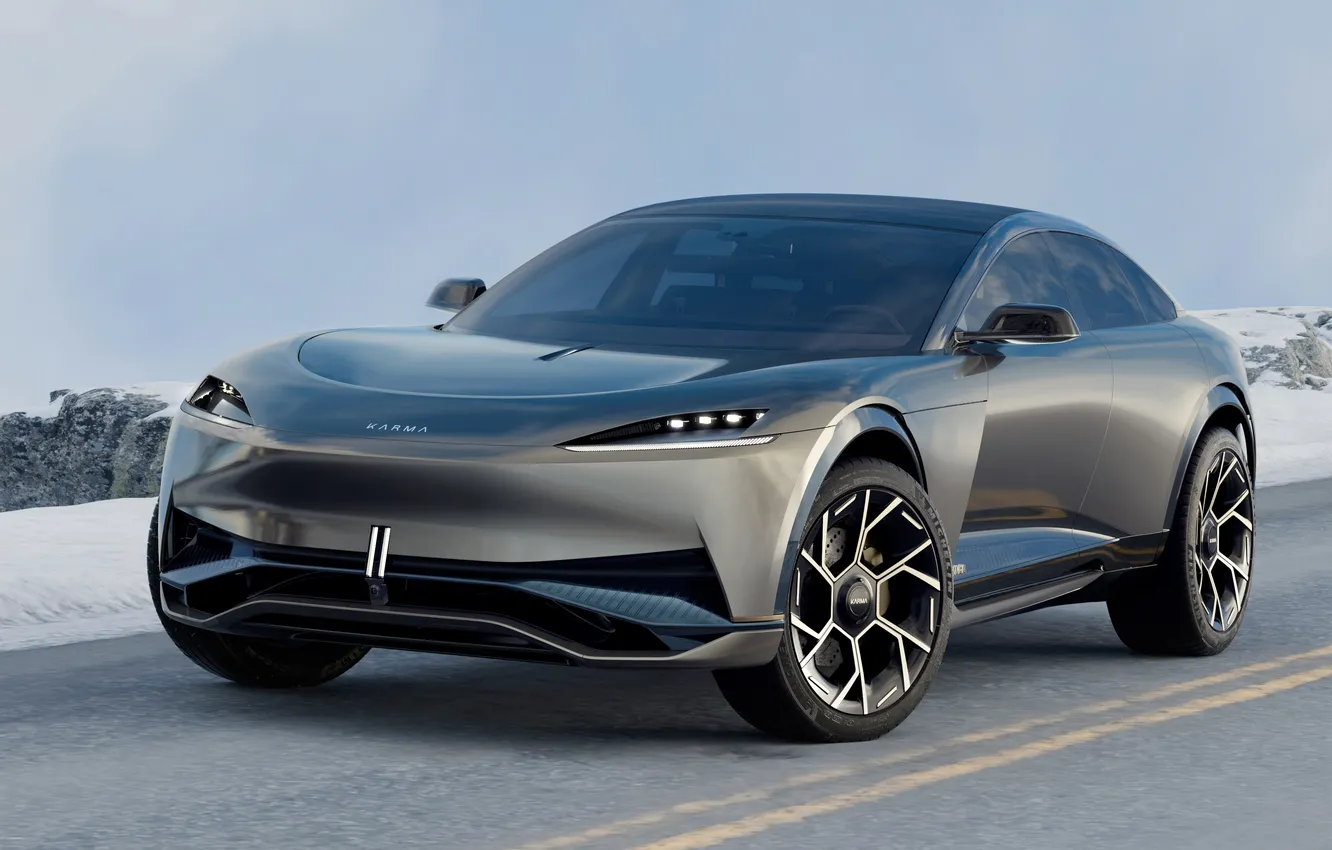 Фото обои машина, авто, трасса, серебристый, 2024, Karma Ivara, Karma Ivara GT-UV