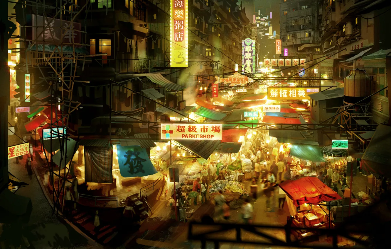 Фото обои Hong Kong, video game, Sleeping Dogs