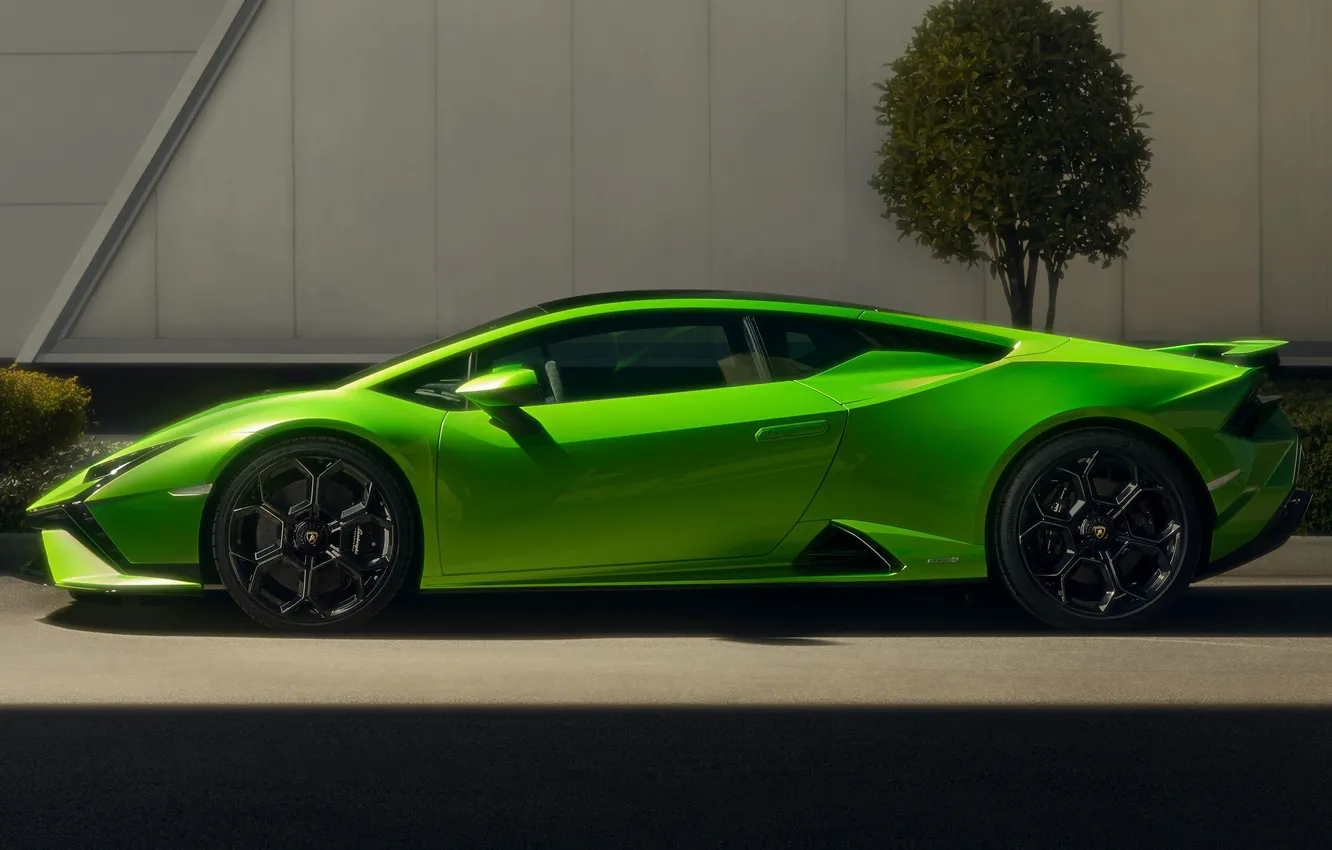 Фото обои Lamborghini, вид сбоку, Huracan, обтекаемые формы, Tecnica