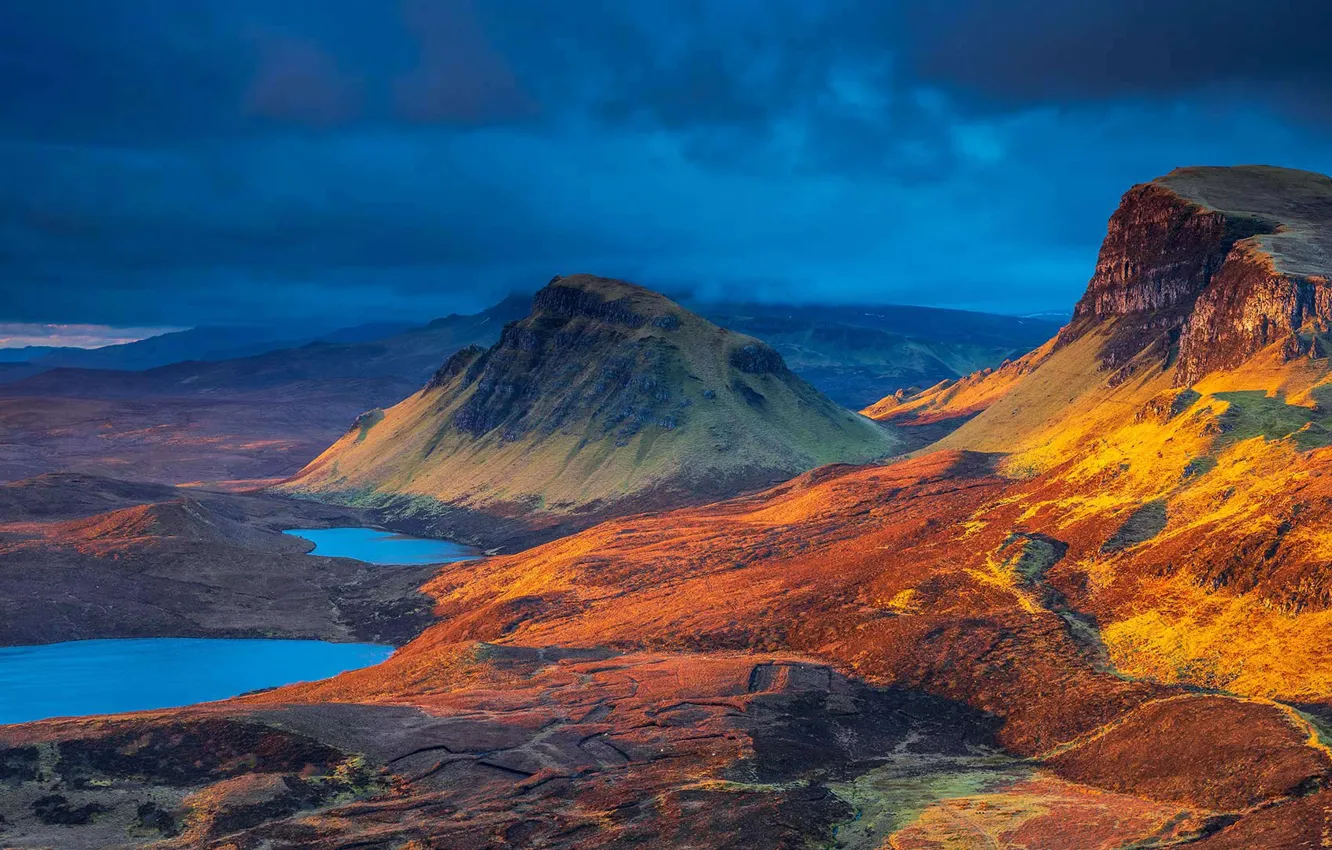 Фото обои горы, Шотландия, остров Скай, озеро Клит