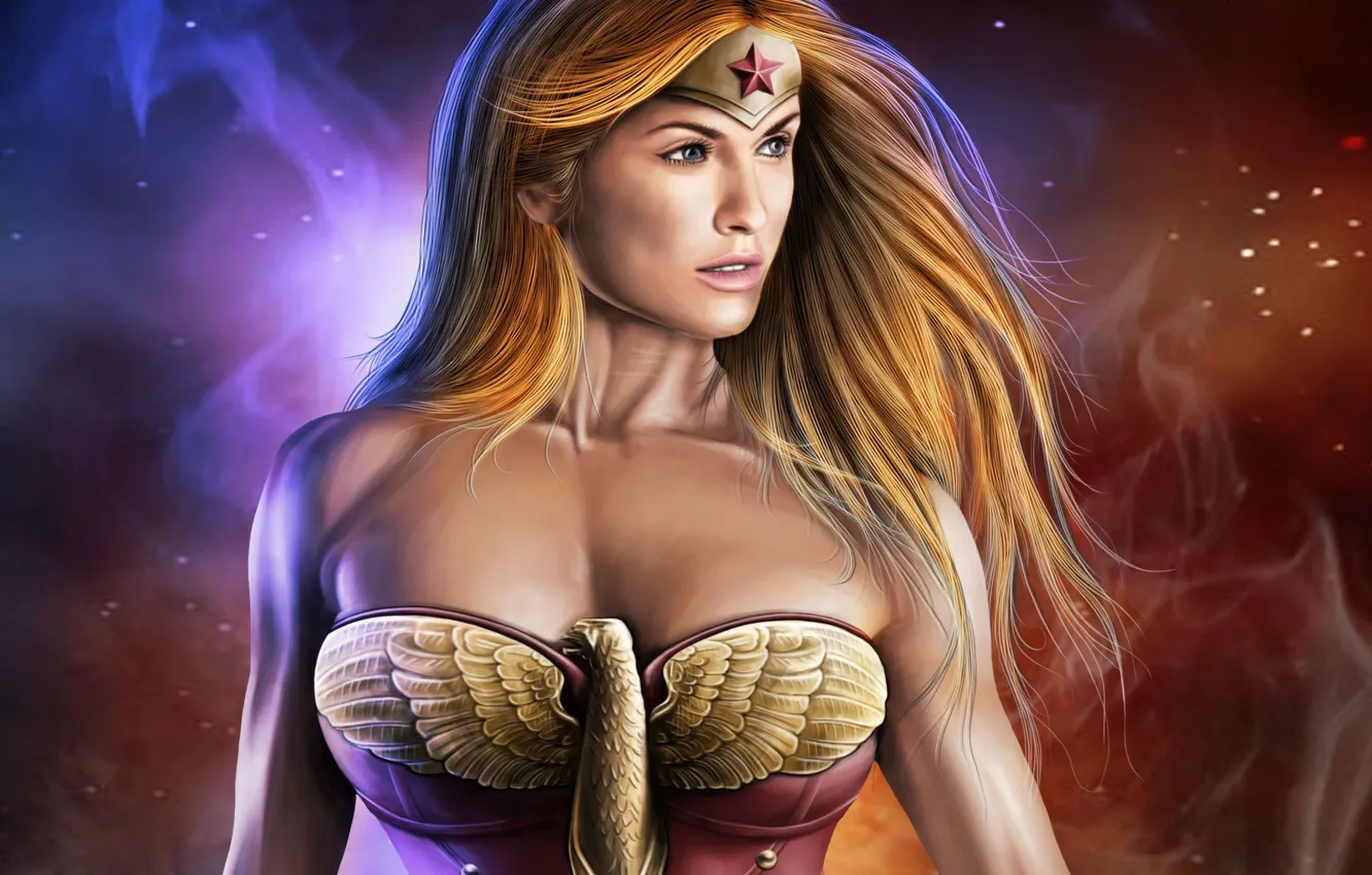Фото обои девушка, арт, Wonder Woman, комикс