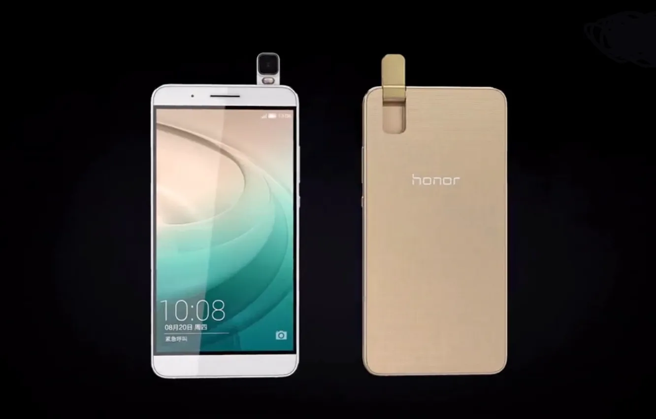 Фото обои gold, android, hi-tech, back, smartphone, Huawei, Honor 7i