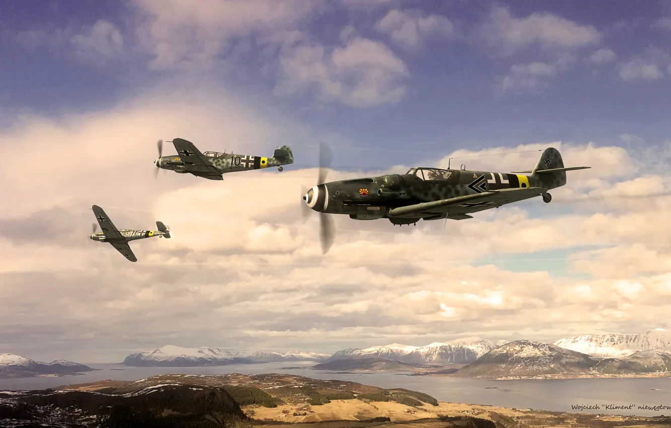 Фото обои истребитель, Messerschmitt, Bf-109, JG5, ''Eismeer'', Bf.109G-14