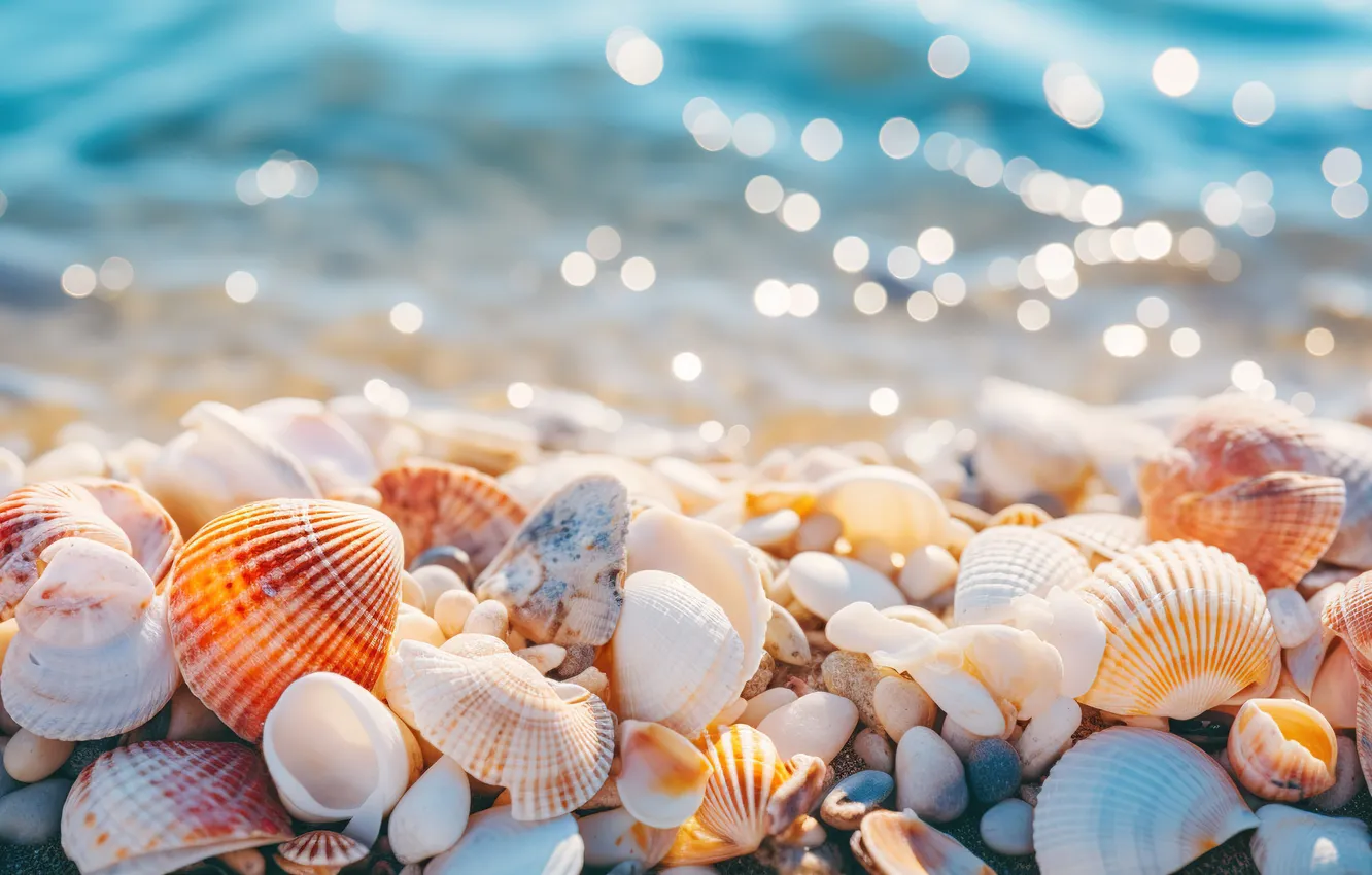 Фото обои песок, море, пляж, звезда, ракушки, beach, sea, sand
