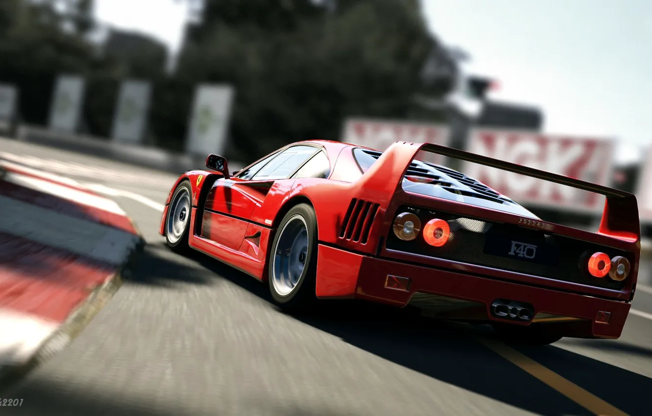 Фото обои red, supercar, race, ferrari f40