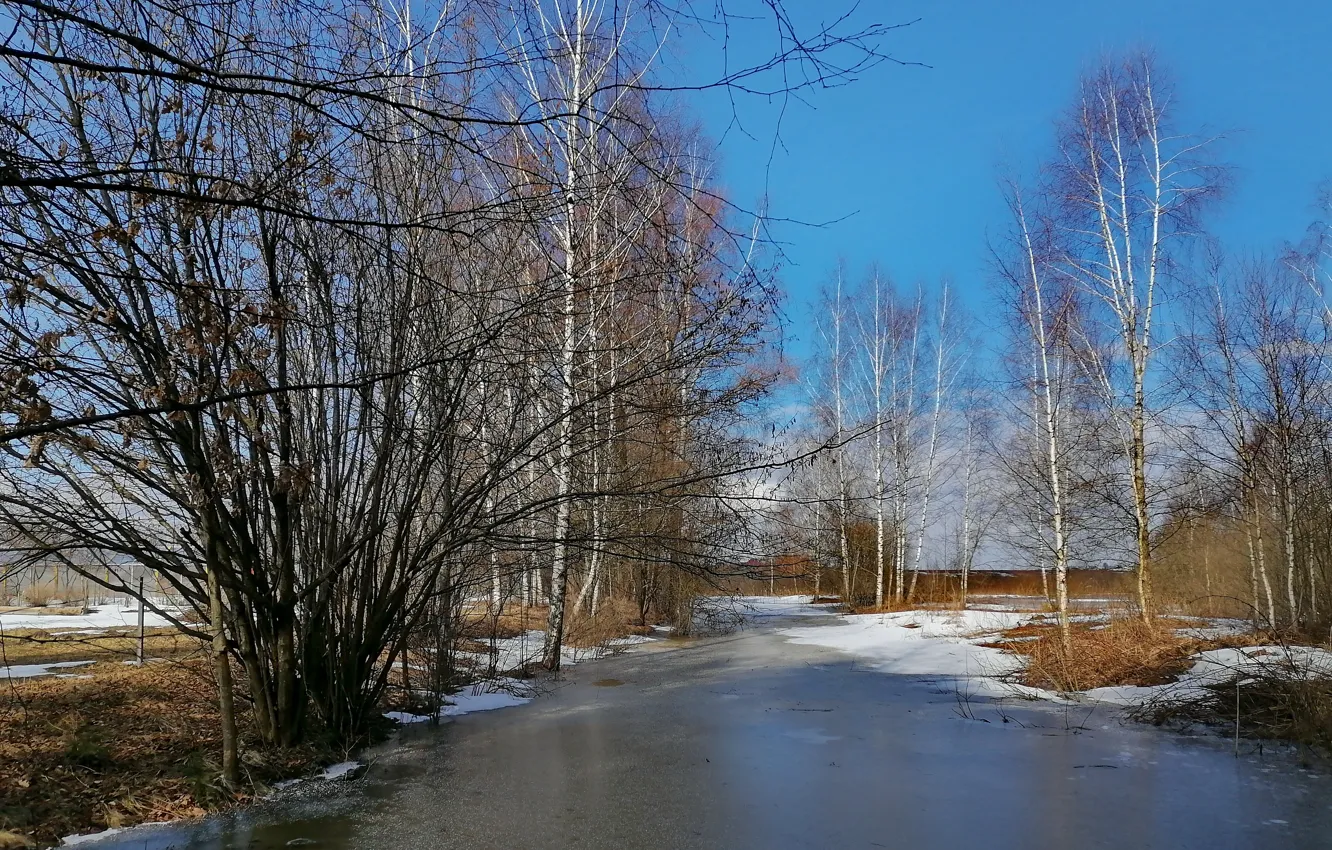 Фото обои лед, настроение, весна, речка