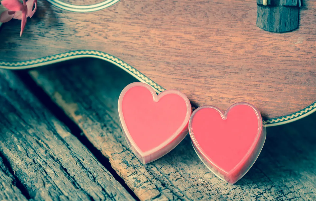 Фото обои сердце, гитара, love, vintage, heart, romantic
