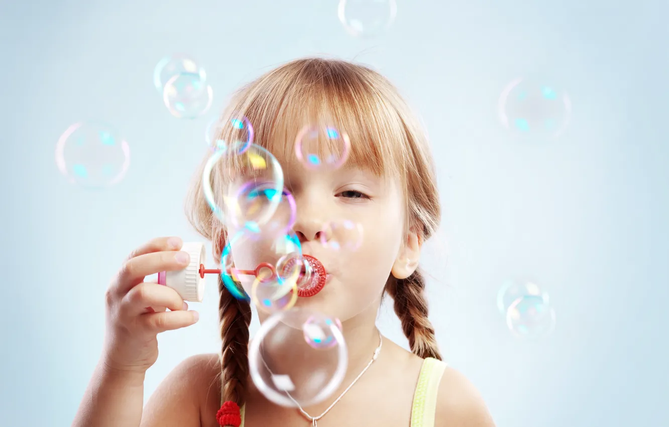 Фото обои радость, счастье, дети, детство, пузыри, ребенок, bubbles, child