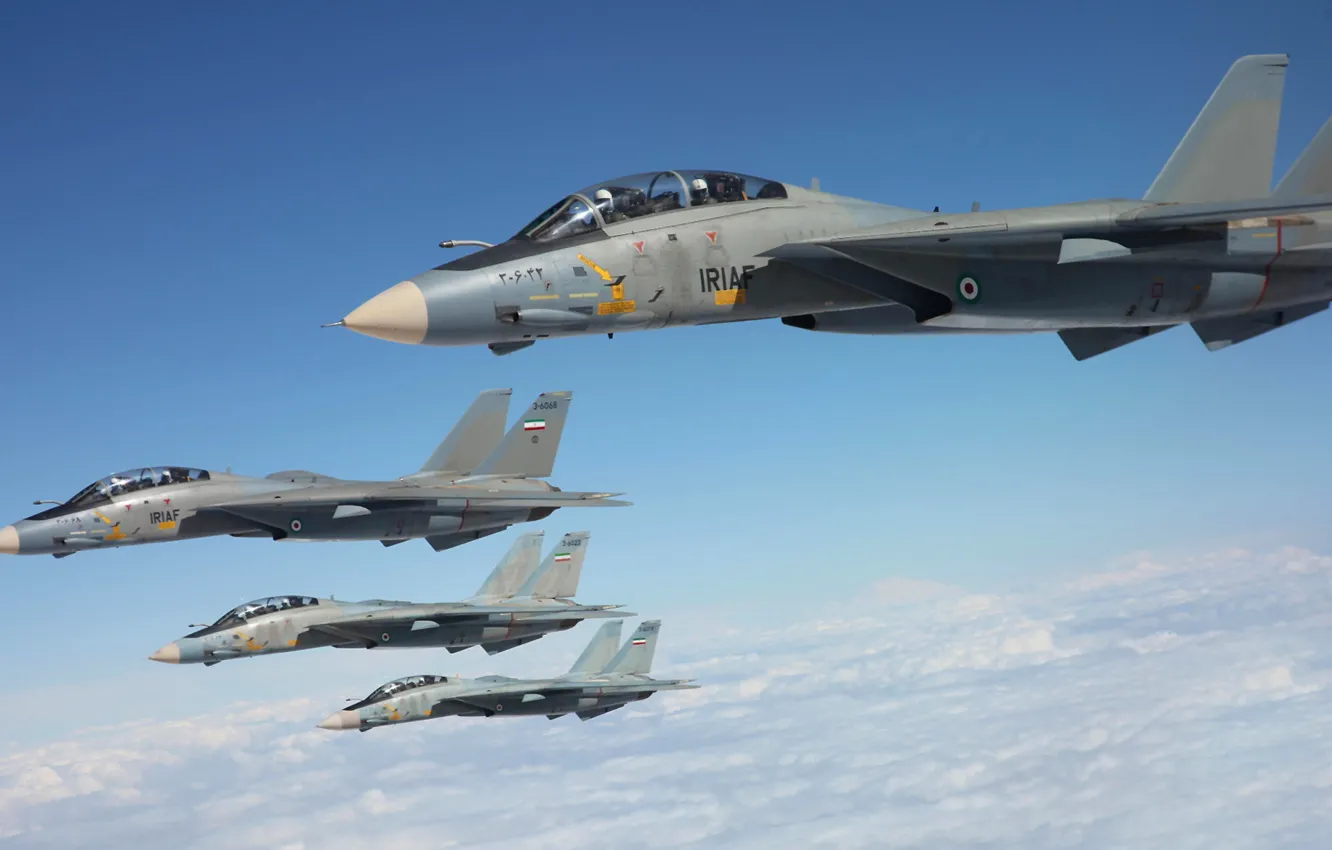 Фото обои небо, истребители, Grumman, Tomcat, F-14, палубные