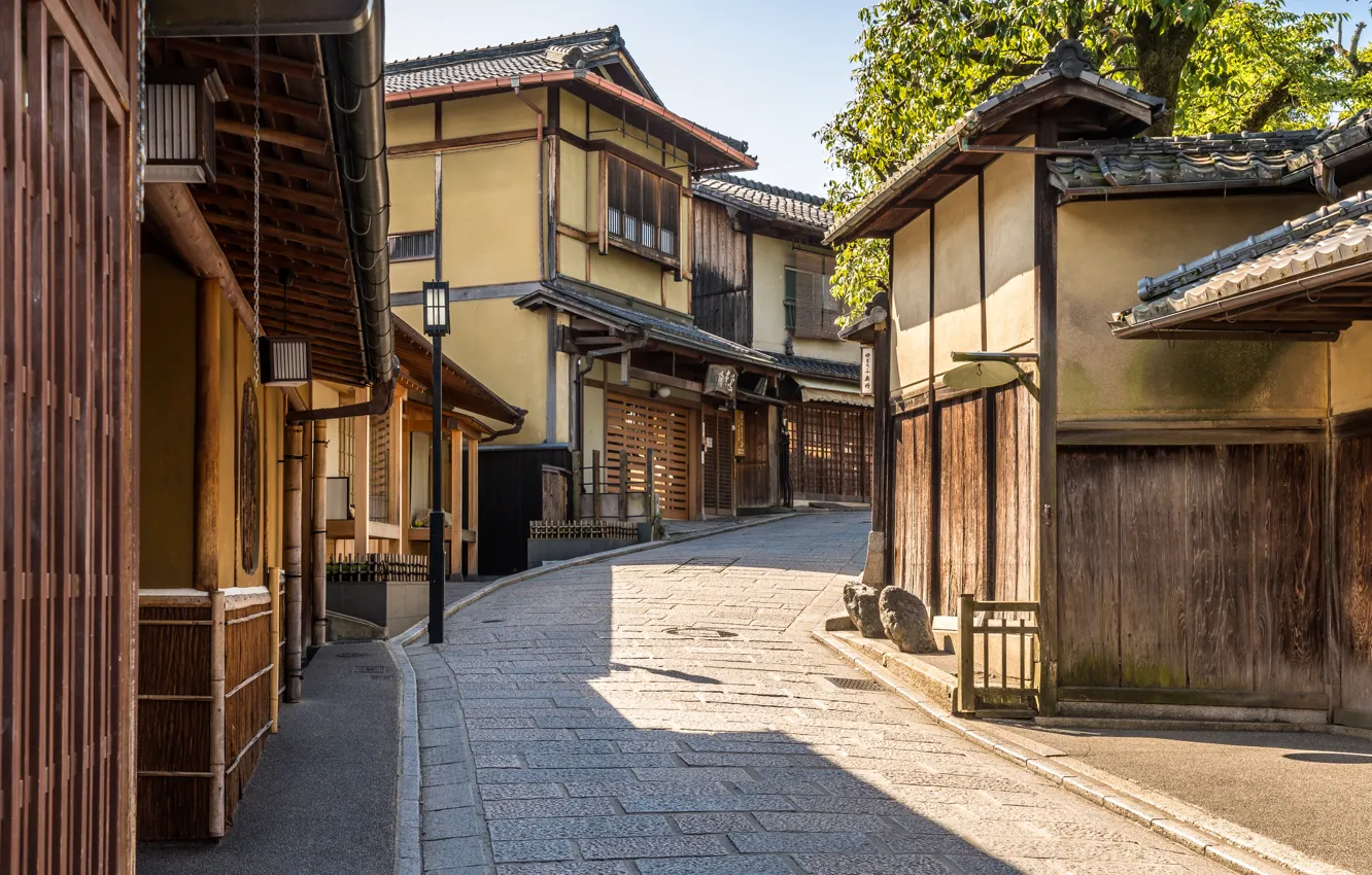 Фото обои Дома, Город, Япония, Улица, Киото