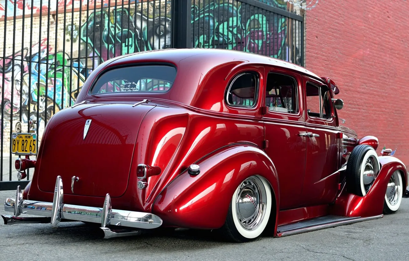 Фото обои Chevrolet, Red, Old, Tuning, Lowrider, Master Deluxe, 1938 Year