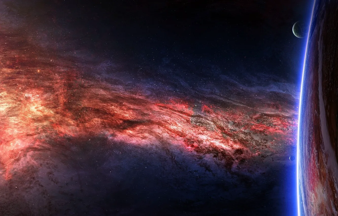 Фото обои Nebula, cosmos, galaxies, sci fi