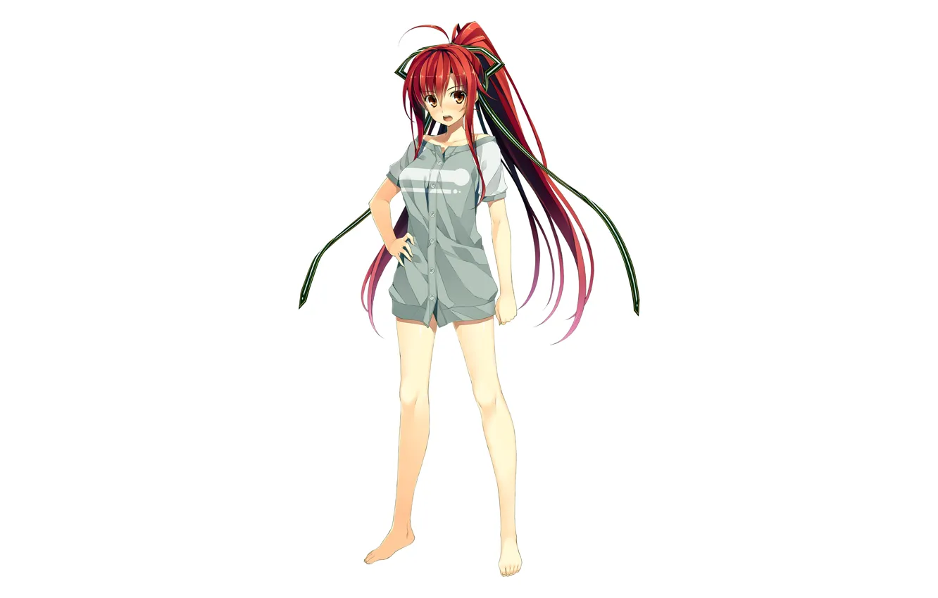 Фото обои girl, sexy, long hair, dress, anime, beautiful, pretty, redhead